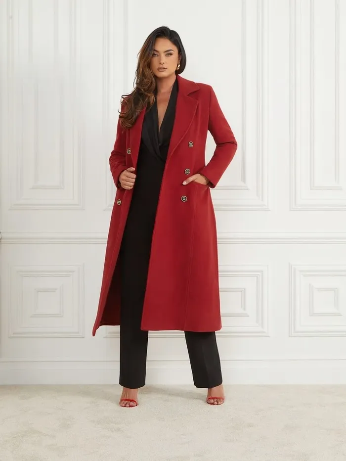 GUESS Eliza WoolBlend Coat Lacquer Red A503 Women Jackets and Coats GUESS Eliza WoolBlend Coat Lacquer Red A503 Women Jackets and Coats