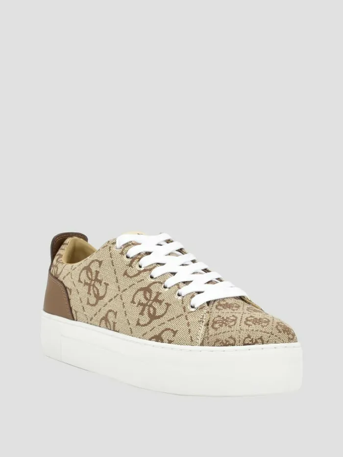 GUESS Giaa Logo Print LowTop Sneakers Medium Brown Women Sneakers
