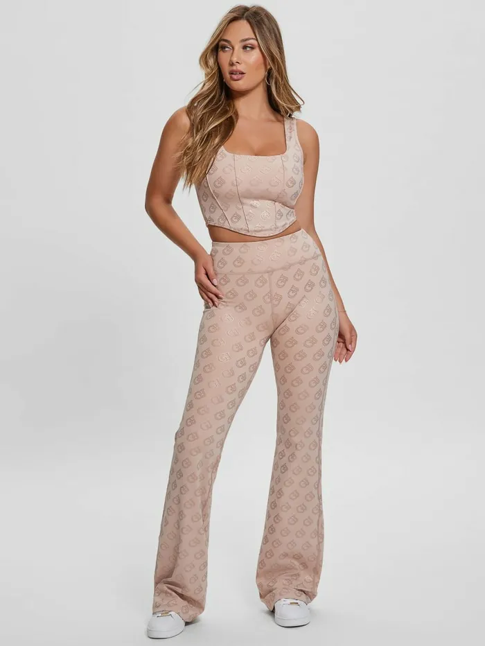 GUESS Gj Logomania Flared Leggings Small Moka Gj Outline Women Bottoms