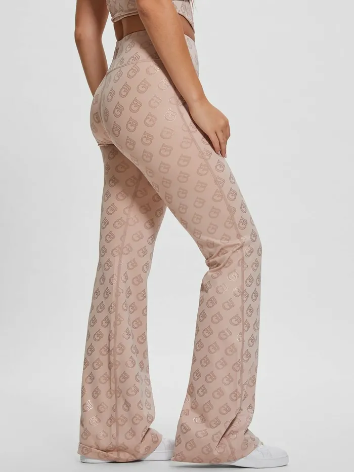 GUESS Gj Logomania Flared Leggings Small Moka Gj Outline Women Bottoms