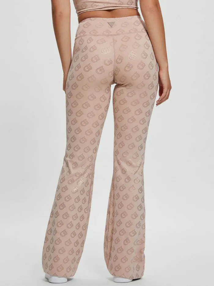 GUESS Gj Logomania Flared Leggings Small Moka Gj Outline Women Bottoms