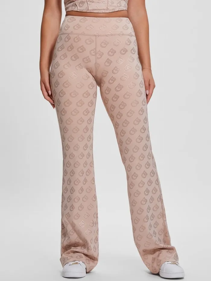 GUESS Gj Logomania Flared Leggings Small Moka Gj Outline Women Bottoms