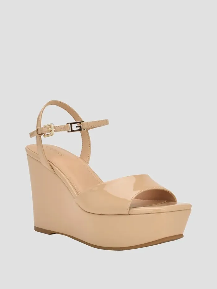 GUESS Heels Women Zione Patent Wedges Light Natural 110