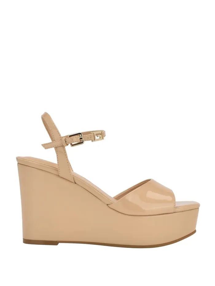 GUESS Heels Women Zione Patent Wedges Light Natural 110 GUESS Heels Women Zione Patent Wedges Light Natural 110