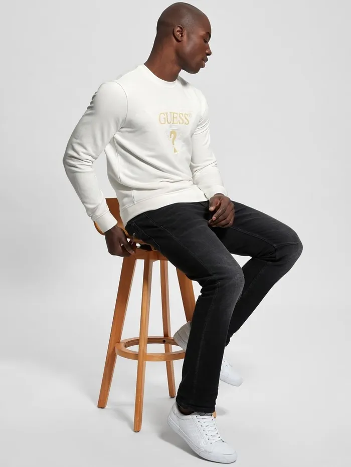GUESS Hoodies and Sweaters Men Eco Embroidered Sweatshirt Salt White GUESS Hoodies and Sweaters Men Eco Embroidered Sweatshirt Salt White