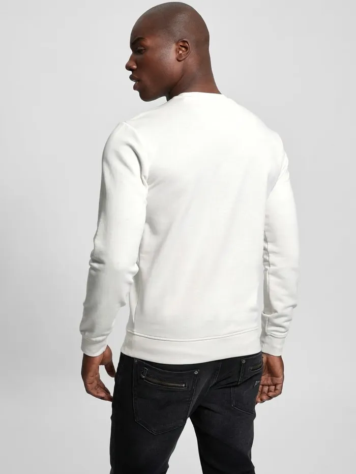 GUESS Hoodies and Sweaters Men Eco Embroidered Sweatshirt Salt White GUESS Hoodies and Sweaters Men Eco Embroidered Sweatshirt Salt White