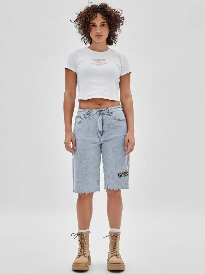 GUESS Jeans and Denim Women GUESS Originals Kit Denim Bermuda Shorts Go Jackie Acid Wash GUESS Jeans and Denim Women GUESS Originals Kit Denim Bermuda Shorts Go Jackie Acid Wash