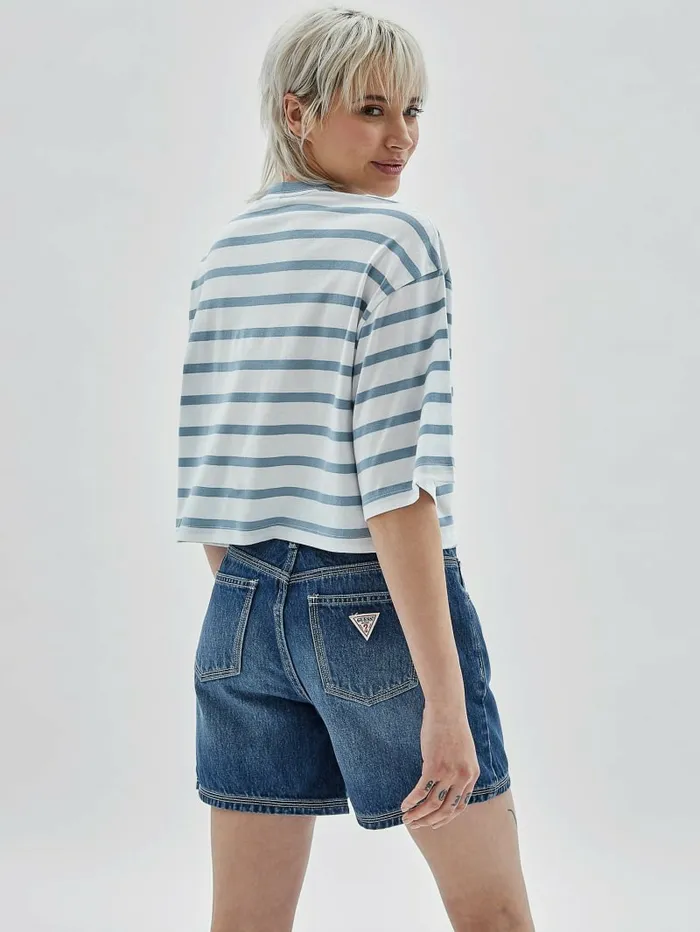 GUESS Originals Striped Cropped Shirt Aerial Blue Multi Tops GUESS Women GUESS Originals Striped Cropped Shirt Aerial Blue Multi Tops GUESS Women