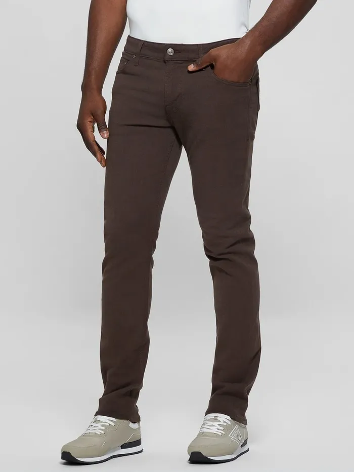 GUESS Pants and Shorts Men Slim Tapered Pants Espresso Brown Multi