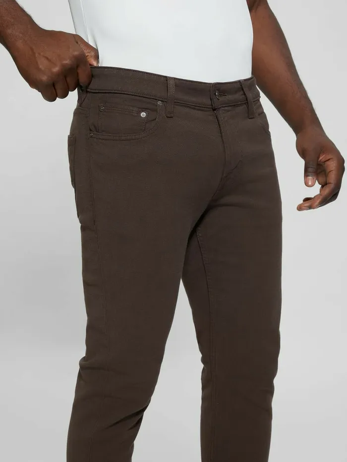 GUESS Pants and Shorts Men Slim Tapered Pants Espresso Brown Multi