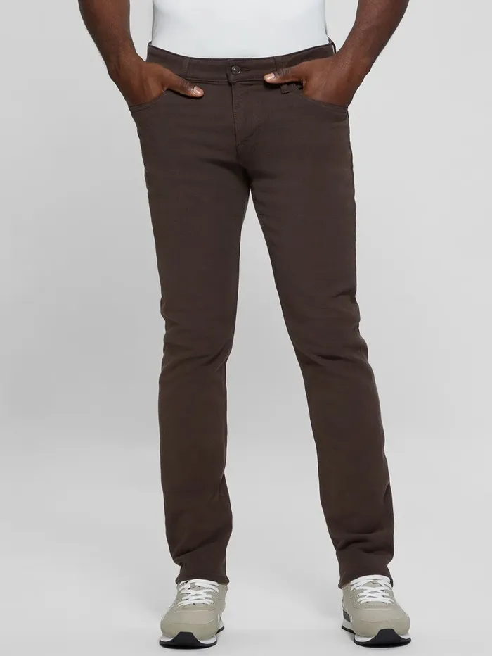 GUESS Pants and Shorts Men Slim Tapered Pants Espresso Brown Multi