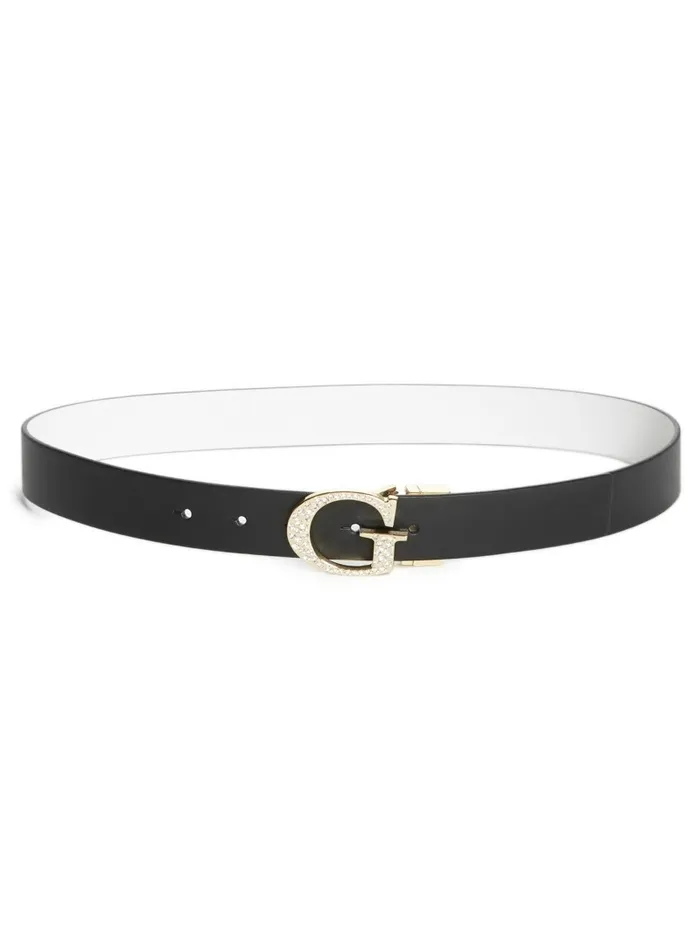 GUESS Reversible Rhinestone GBuckle Belt Black Women Belts GUESS Reversible Rhinestone GBuckle Belt Black Women Belts