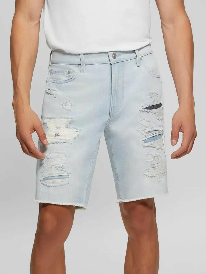GUESS RipandRepair Regular Fit Denim Shorts Desert Sky Men Jeans and Denim