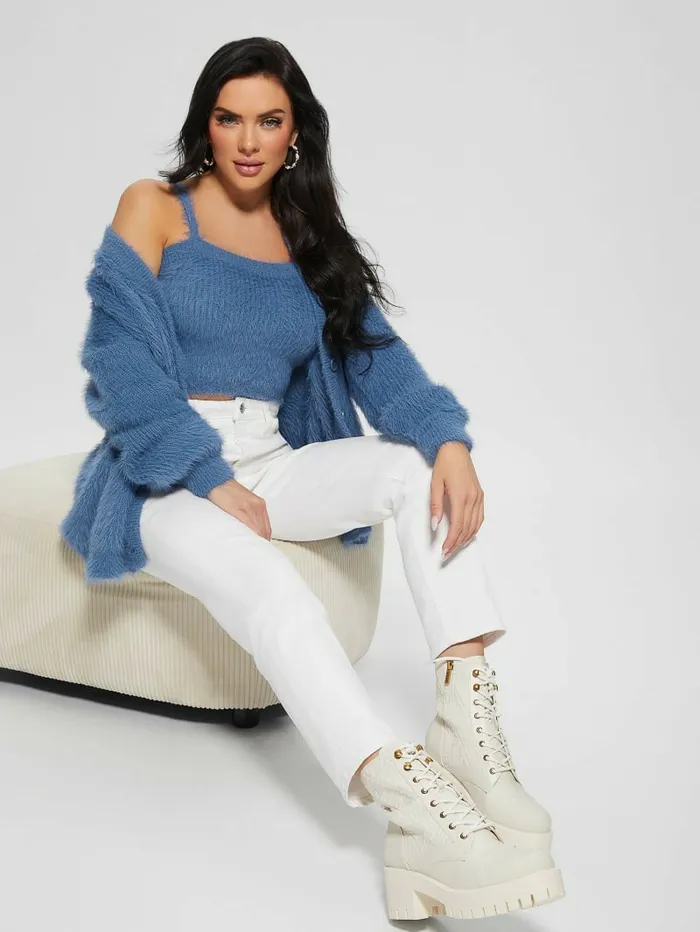 GUESS Sahar Fuzzy Cami Sweater Top Nordic Sea Women Sweaters and Knits GUESS Sahar Fuzzy Cami Sweater Top Nordic Sea Women Sweaters and Knits