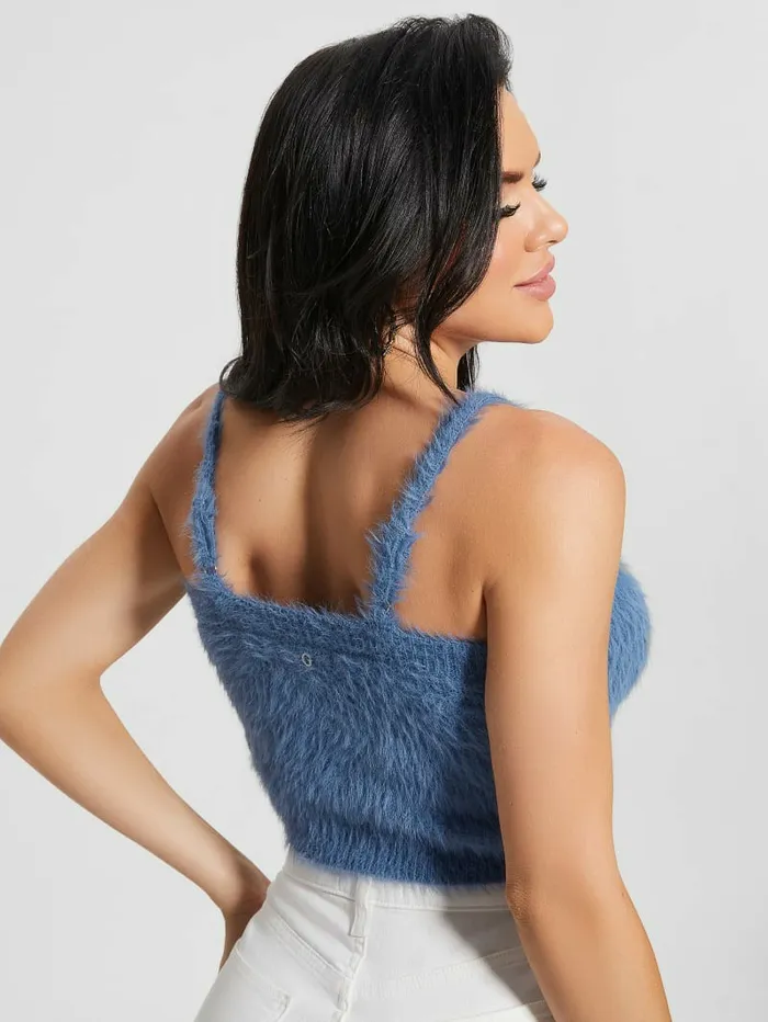 GUESS Sahar Fuzzy Cami Sweater Top Nordic Sea Women Sweaters and Knits GUESS Sahar Fuzzy Cami Sweater Top Nordic Sea Women Sweaters and Knits