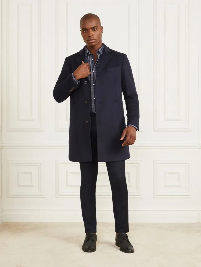 GUESS Single Breasted WoolBlend Coat Bleu lgant Men Jackets and Coats GUESS Single Breasted WoolBlend Coat Bleu lgant Men Jackets and Coats