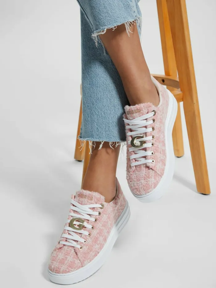 GUESS Sneakers Women Denesa LowTop Tweed Sneakers Medium Pink GUESS Sneakers Women Denesa LowTop Tweed Sneakers Medium Pink