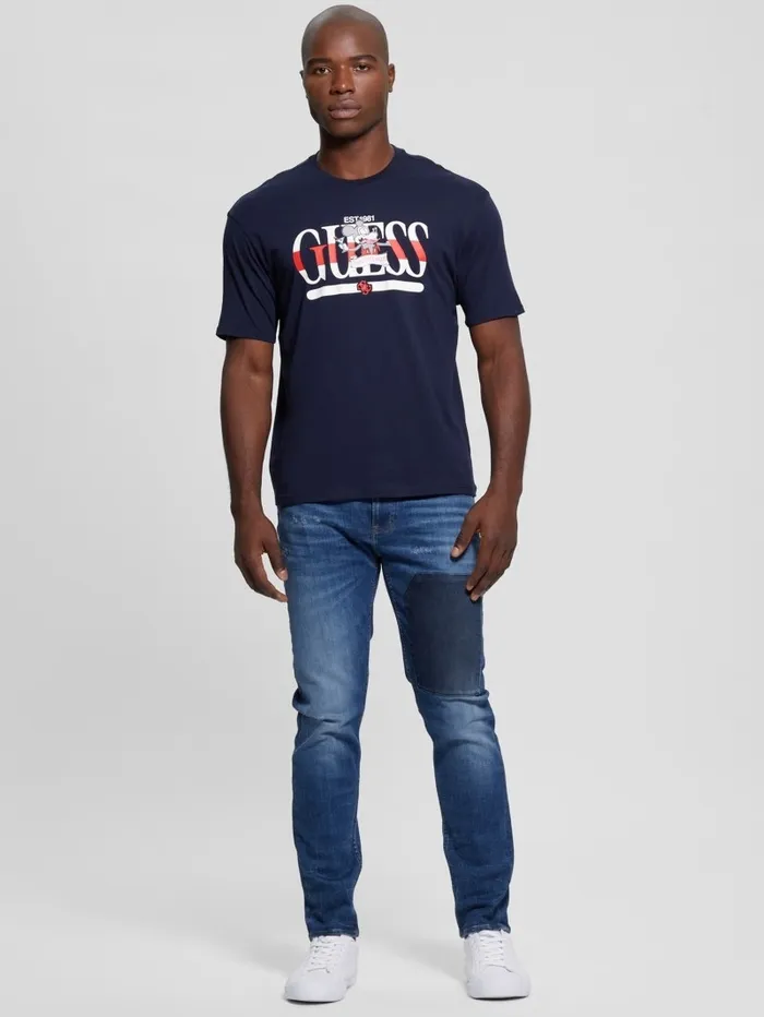 GUESS TShirts and Tanks Men Cartoon Signature Tee Bleu lgant GUESS TShirts and Tanks Men Cartoon Signature Tee Bleu lgant