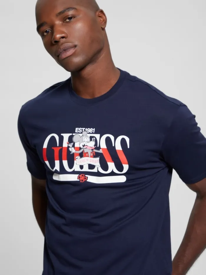 GUESS TShirts and Tanks Men Cartoon Signature Tee Bleu lgant GUESS TShirts and Tanks Men Cartoon Signature Tee Bleu lgant