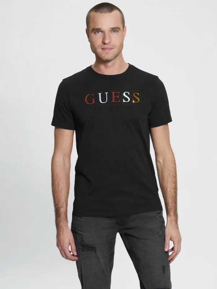 GUESS TShirts and Tanks Men Embossed Logo Tee Black