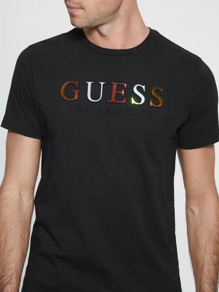 GUESS TShirts and Tanks Men Embossed Logo Tee Black