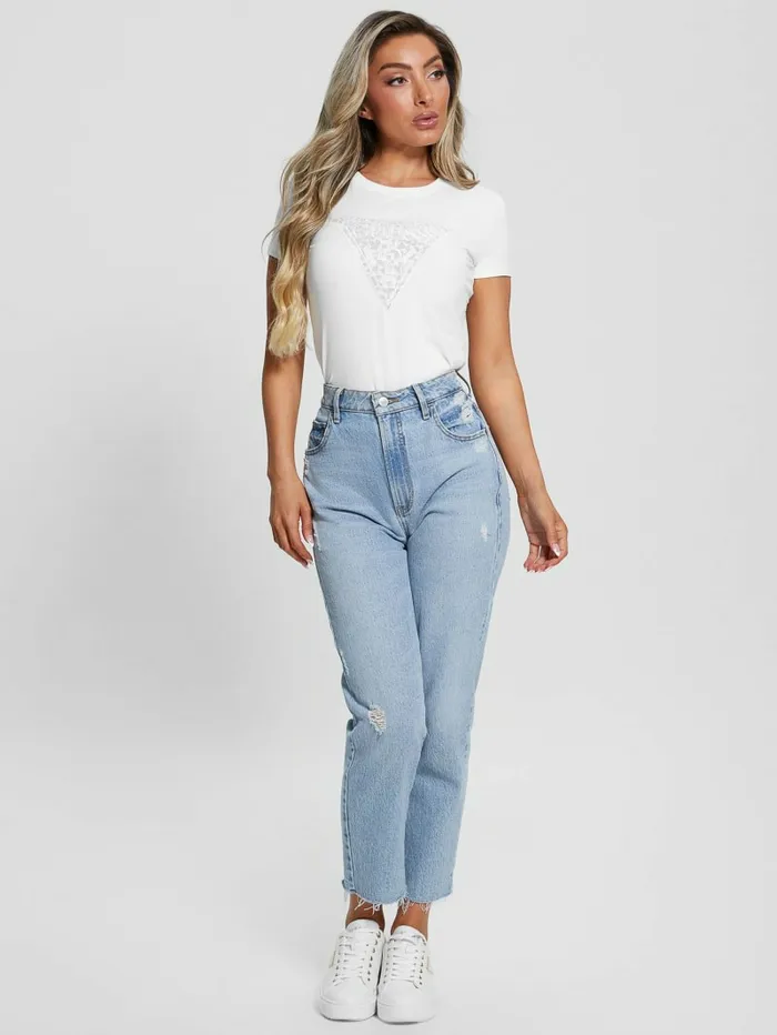 GUESS Tops Women Lidia Logo Tee Pure White