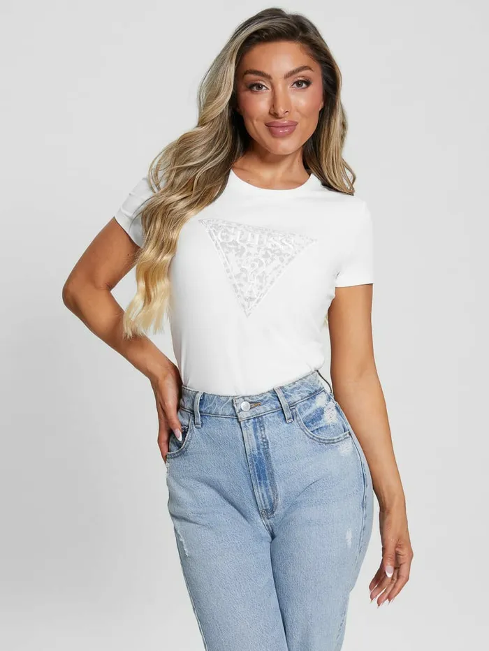 GUESS Tops Women Lidia Logo Tee Pure White