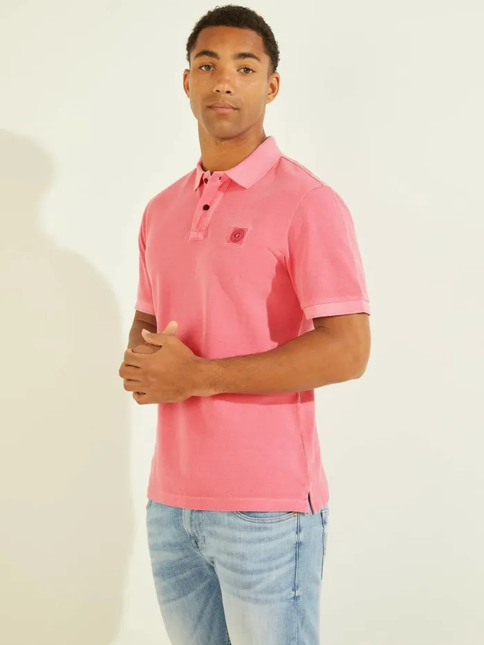 GUESS Washed Polo Rosy Glow Pink Men Shirts