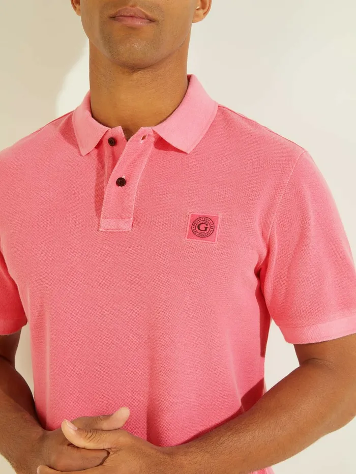GUESS Washed Polo Rosy Glow Pink Men Shirts