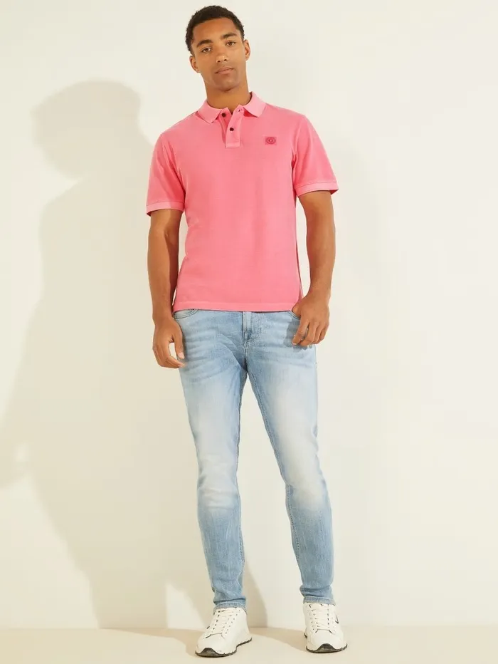 GUESS Washed Polo Rosy Glow Pink Men Shirts