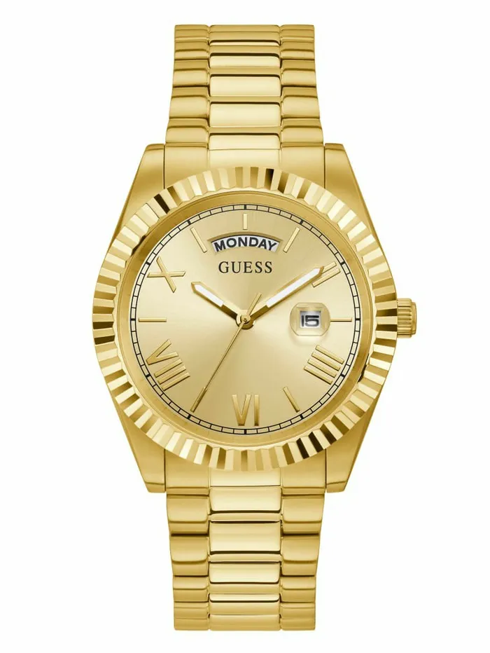 GUESS Watches WomenMen GoldTone Analog Watch Gold