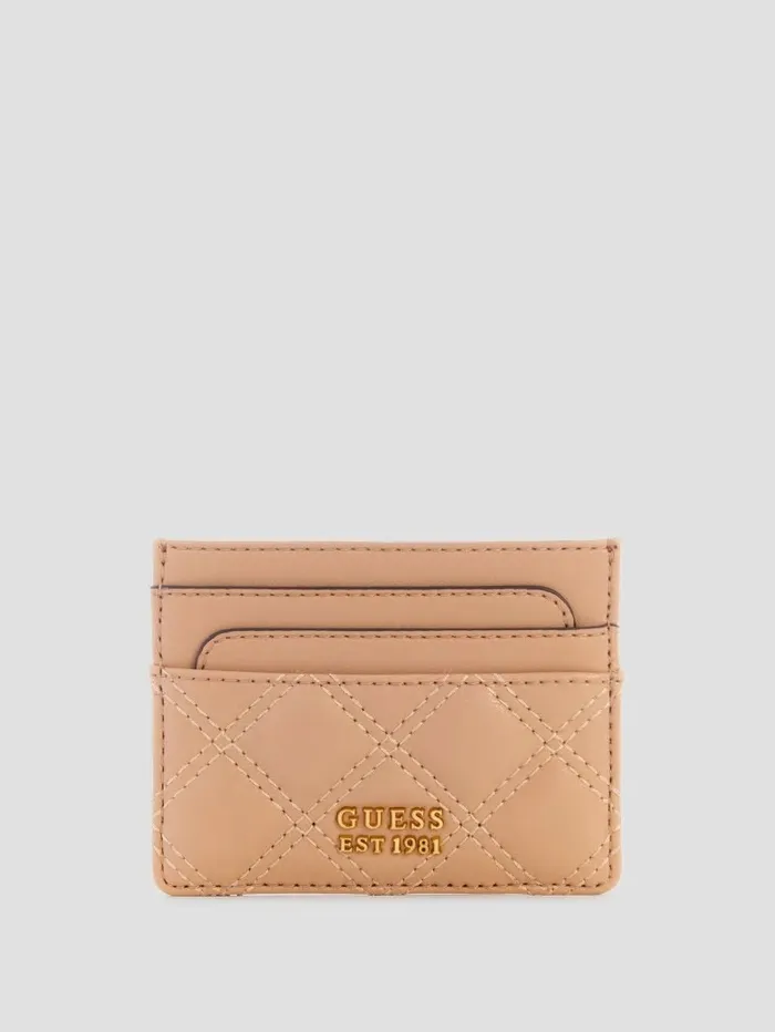 Handbags Giully Quilted Card Holder Beige 8211 GUESS Women