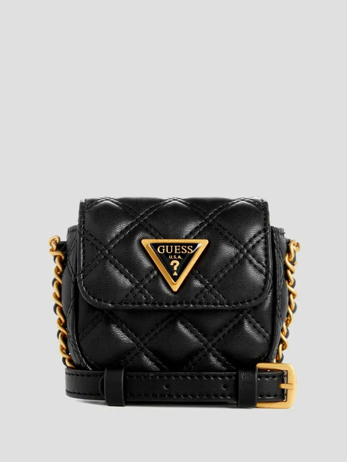 Handbags Giully Quilted Micro Mini Crossbody Black Floral Print 8211 GUESS WomenKids