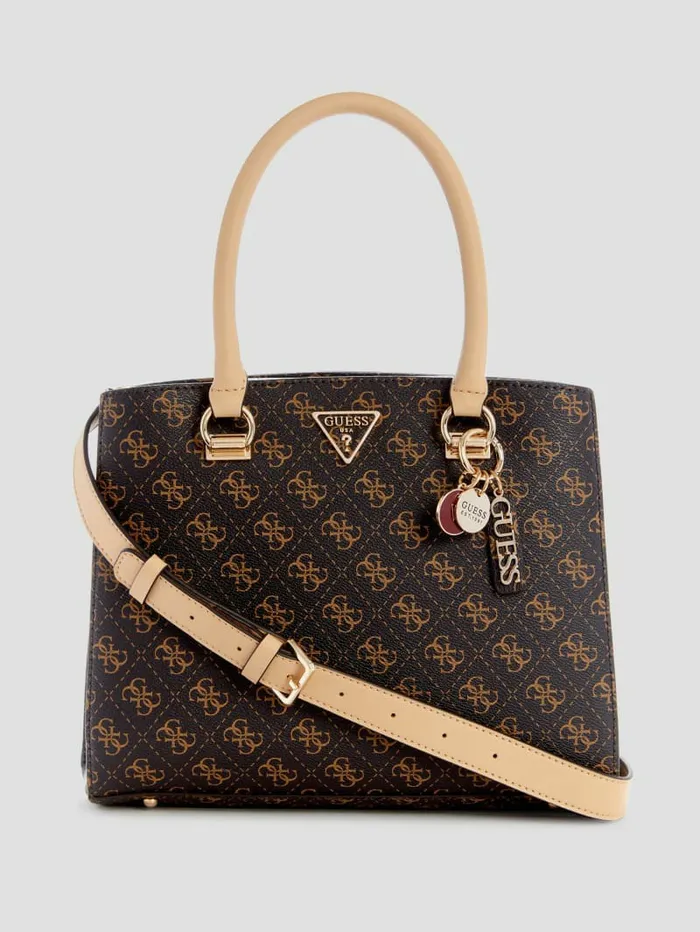 Handbags GUESS Women Noelle Quattro G Girlfriend Satchel Brown Multi