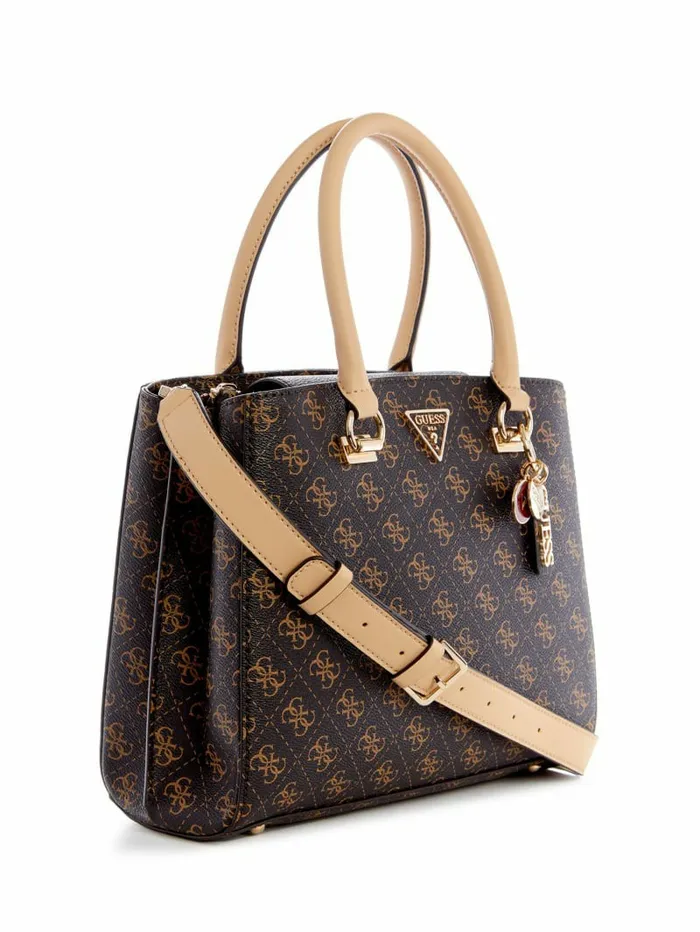 Handbags GUESS Women Noelle Quattro G Girlfriend Satchel Brown Multi Handbags GUESS Women Noelle Quattro G Girlfriend Satchel Brown Multi
