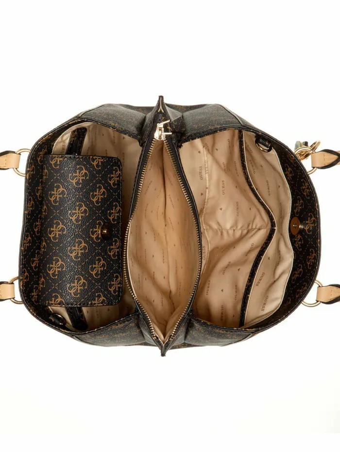 Handbags GUESS Women Noelle Quattro G Girlfriend Satchel Brown Multi Handbags GUESS Women Noelle Quattro G Girlfriend Satchel Brown Multi