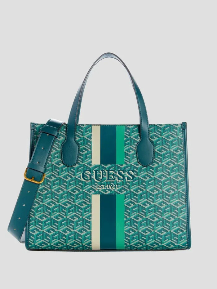 Handbags GUESS Women Silvana G Cube Tote Hunter Logo