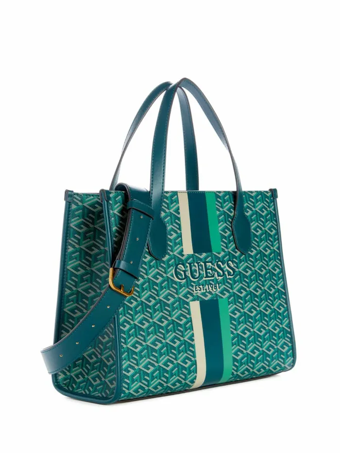 Handbags GUESS Women Silvana G Cube Tote Hunter Logo Handbags GUESS Women Silvana G Cube Tote Hunter Logo