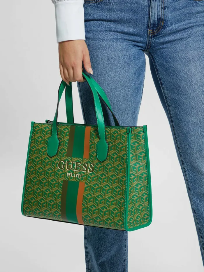Handbags GUESS Women Silvana G Cube Tote Hunter Logo Handbags GUESS Women Silvana G Cube Tote Hunter Logo