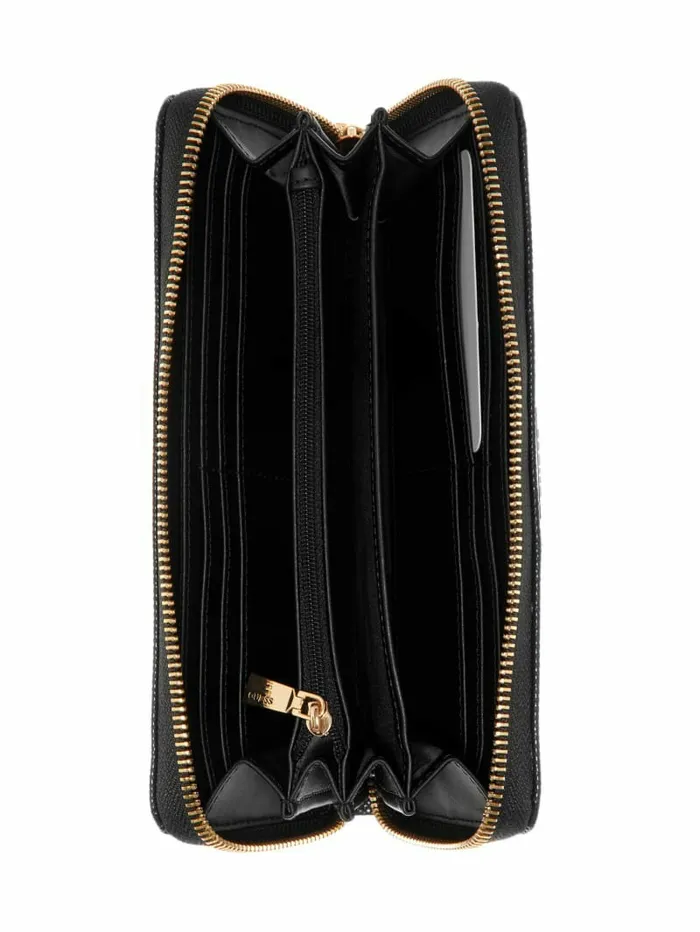 Handbags Jania Large ZipAround Wallet Black 8211 GUESS Women