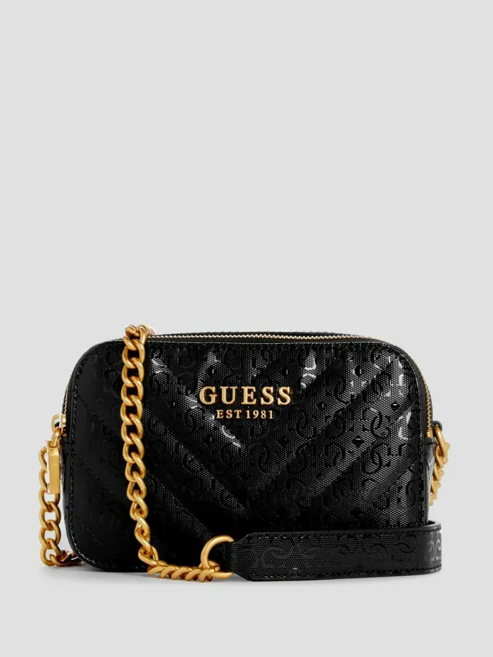 Handbags Jania Quilted Camera Crossbody Black GUESS Women