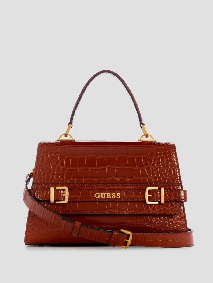 Handbags Sestri CrocodileEmbossed Crossbody Cognac 8211 GUESS Women