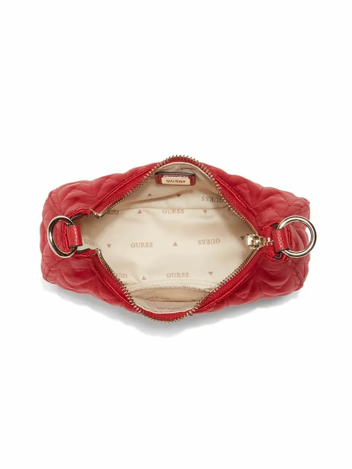 Handbags Women GUESS Golden Rock Mini Crescent Hobo Bag Red