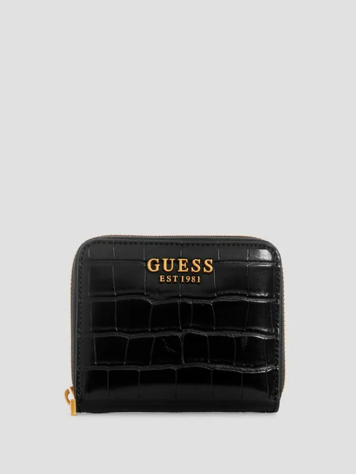 Handbags Women GUESS Laurel Small ZipAround Wallet Black Floral Print