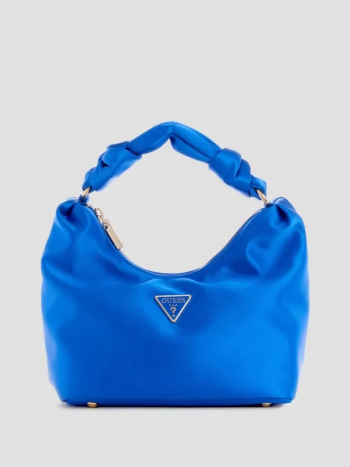 Handbags Women GUESS Velina Satin Hobo Bag BleuCherbourg Wash