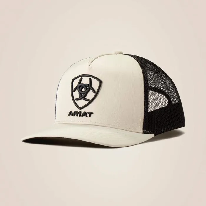 Hats and Caps Men Ariat Black Logo Patch Cap White