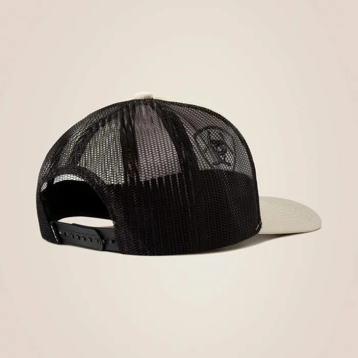 Hats and Caps Men Ariat Black Logo Patch Cap White Hats and Caps Men Ariat Black Logo Patch Cap White