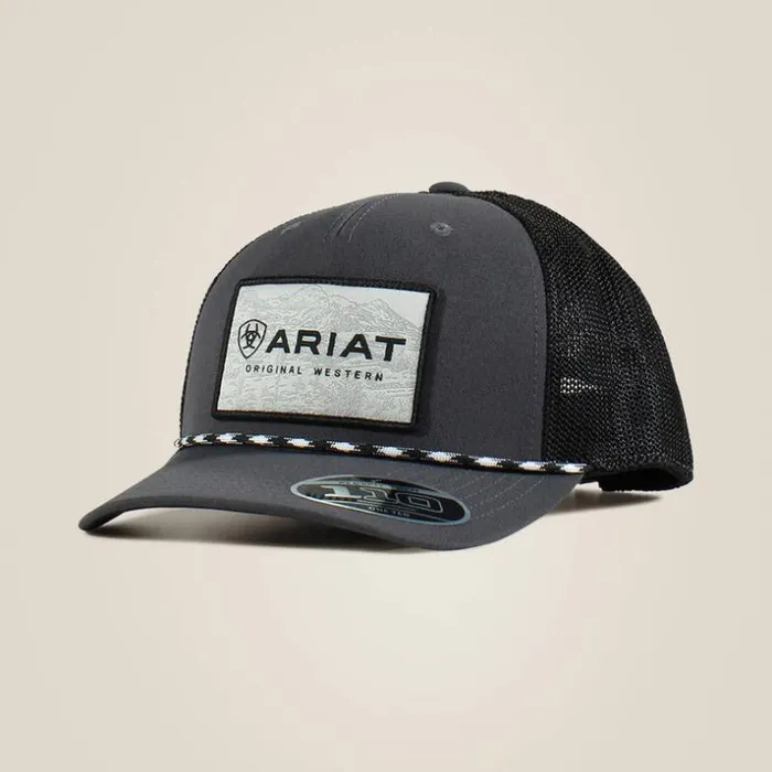 Hats and Caps Men Ariat Large Logo Patch Cord Cap Black