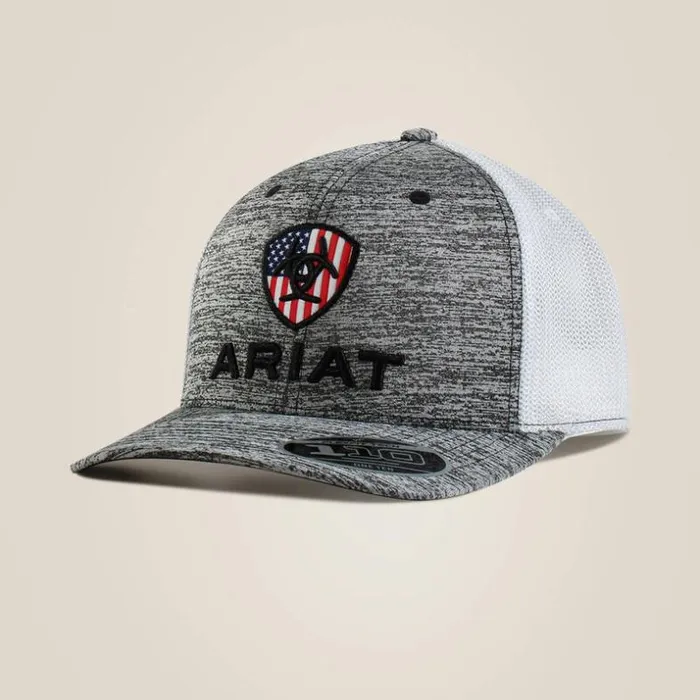 Hats and Caps Men Ariat Simple Logo Mesh Cap Grayflag