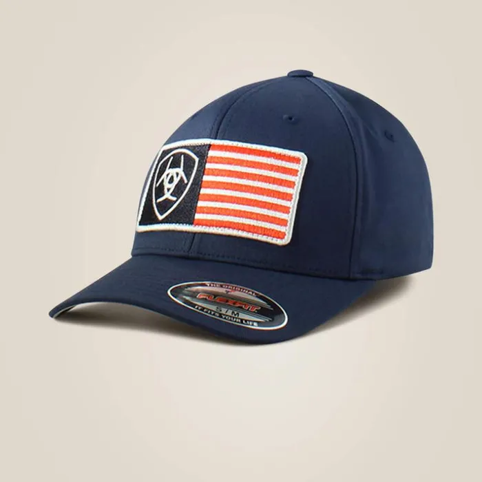 Hats and Caps Men Ariat Usa Flag Patch Shield Cap Navy